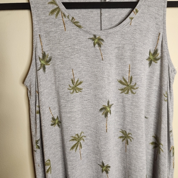 Old Navy Luxe Tank Top Women's Small Palm Tree Pattern Heather Gray - Picture 3 of 7